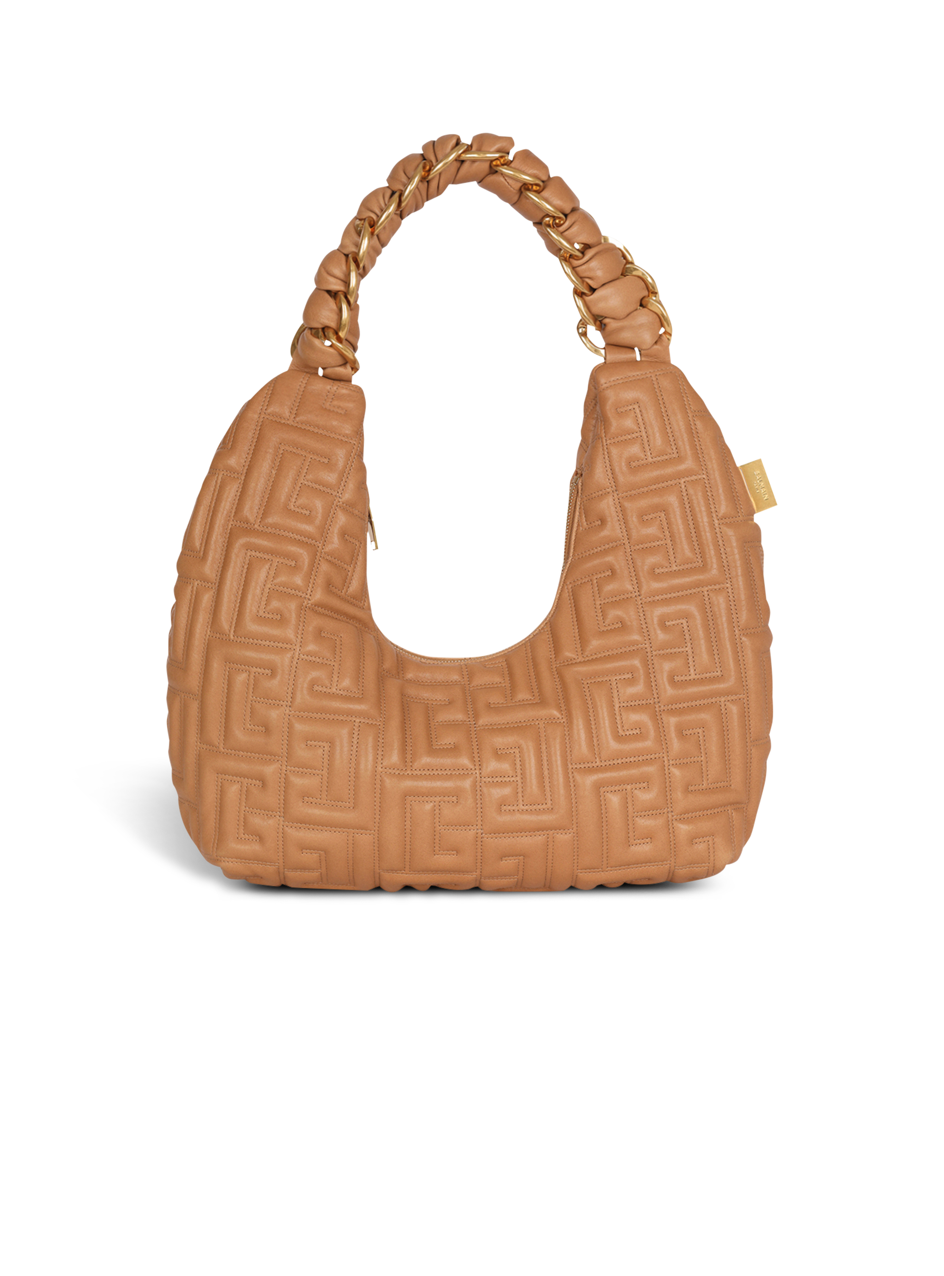 Quilted leather Pillow Hobo bag, beige