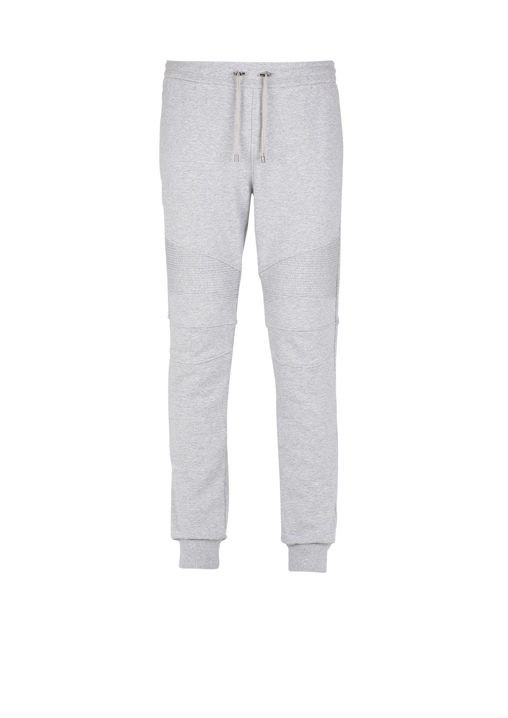 Eco-designed cotton sweatpants with flocked Balmain Paris logo, grey, hi-res