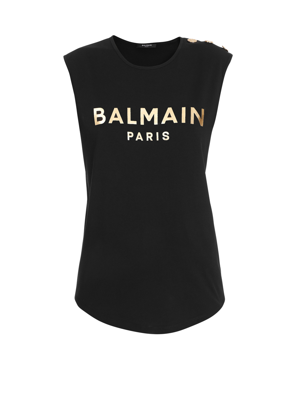 Cotton T-shirt with Balmain logo print, gold, hi-res