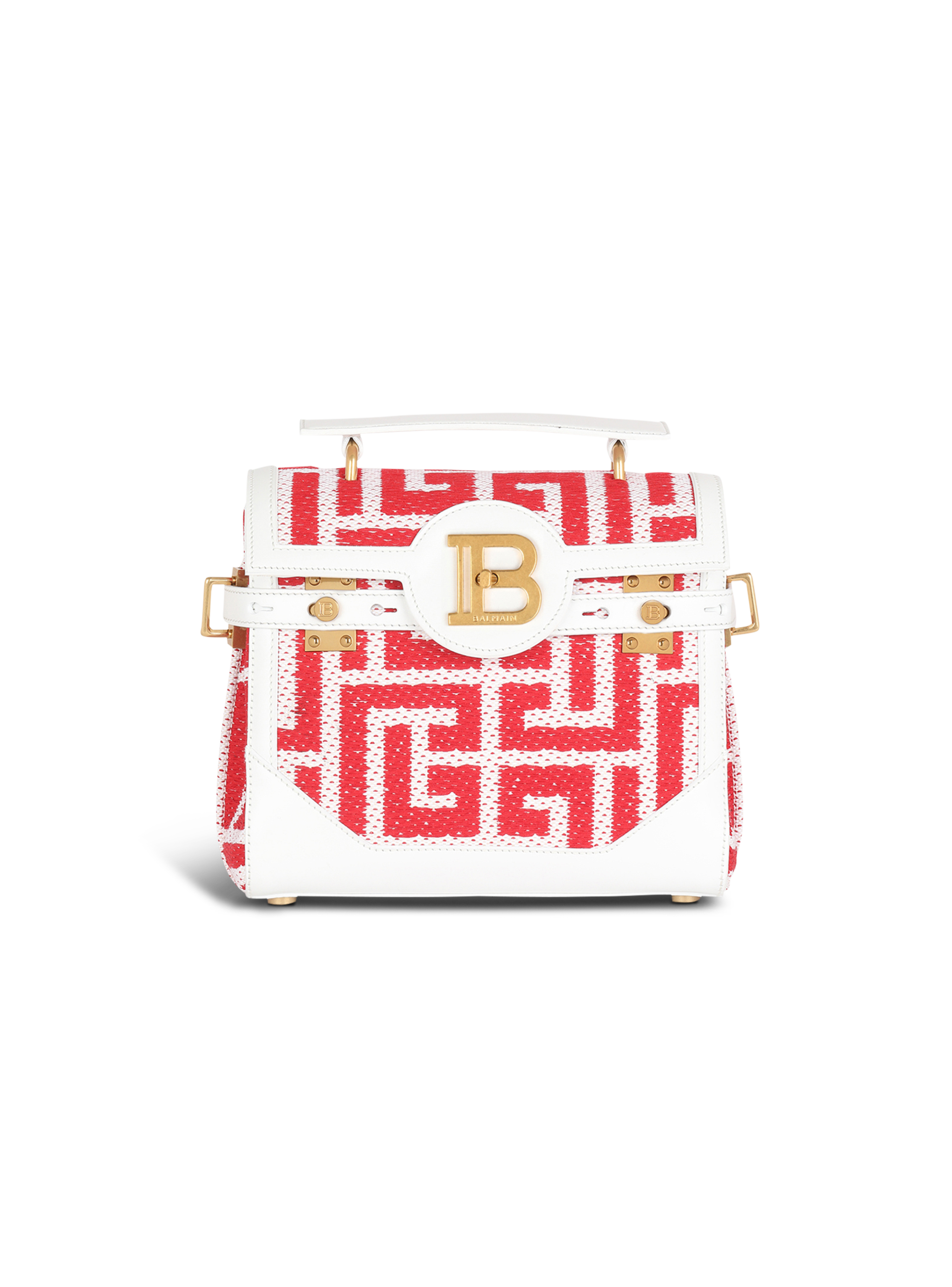 HIGH SUMMER CAPSULE - Bicolor jacquard B-Buzz 23 bag with leather panel, red, hi-res