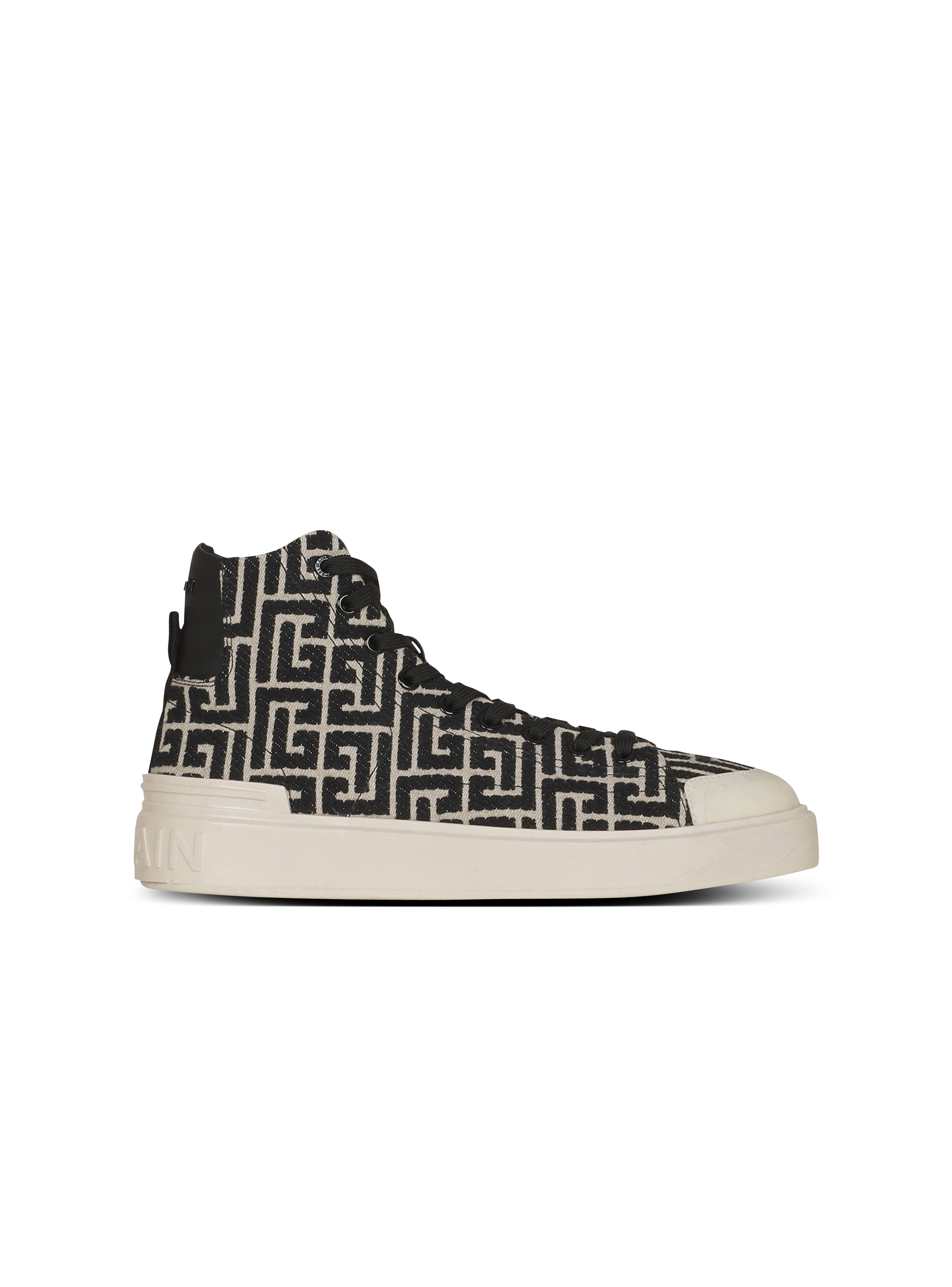Womens Shoes Trainers High-top trainers White Balmain B-court High-top Canvas Sneakers in Beige 
