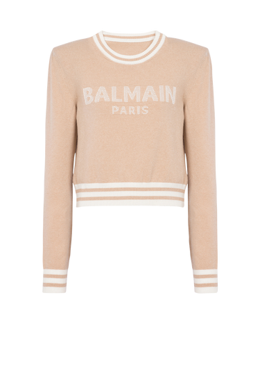 Cropped wool sweatshirt with Balmain logo 