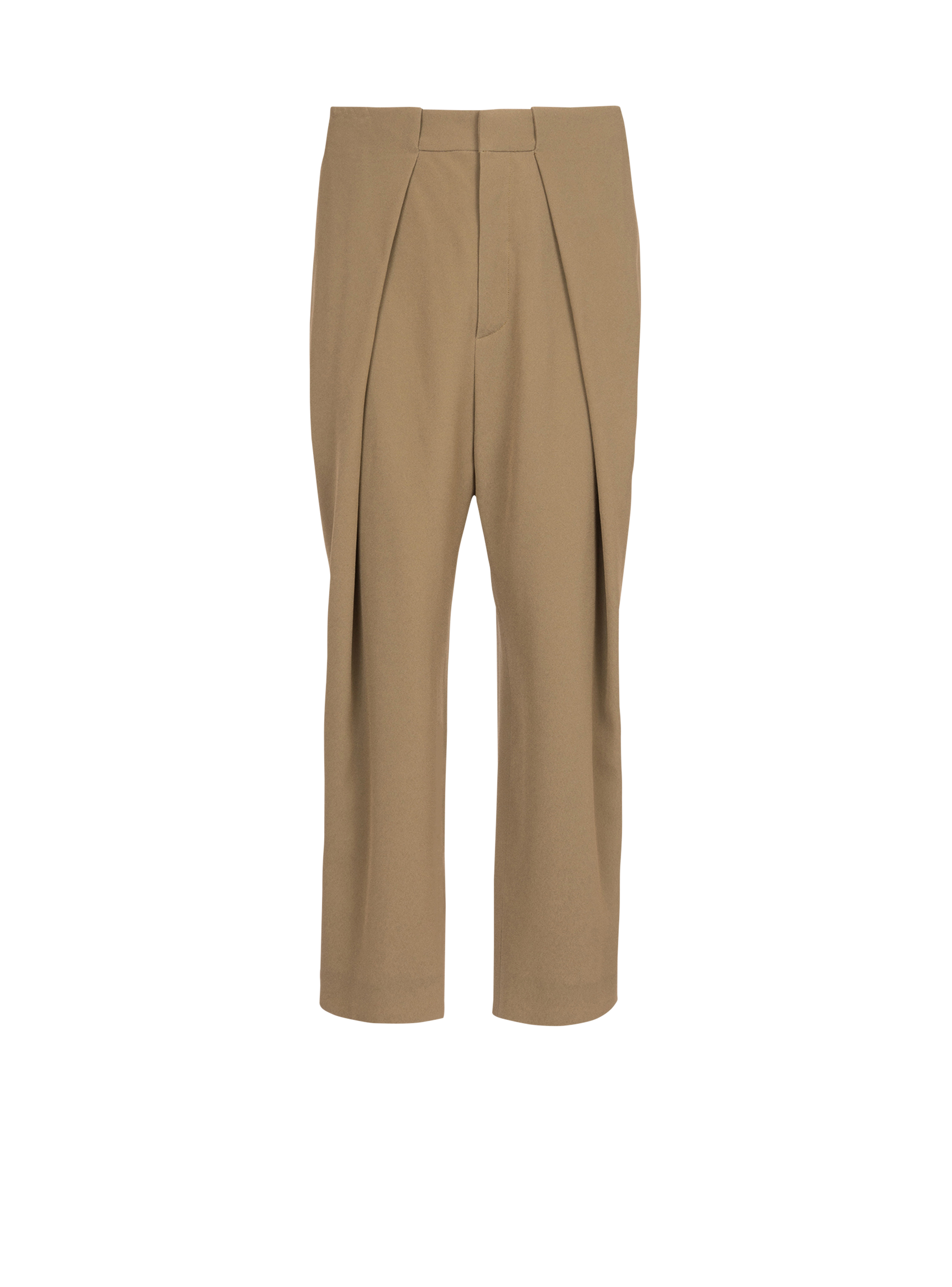Eco-designed cotton pleated pants, brown, hi-res