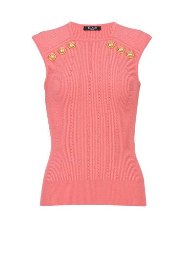 Knit top with gold-tone buttons