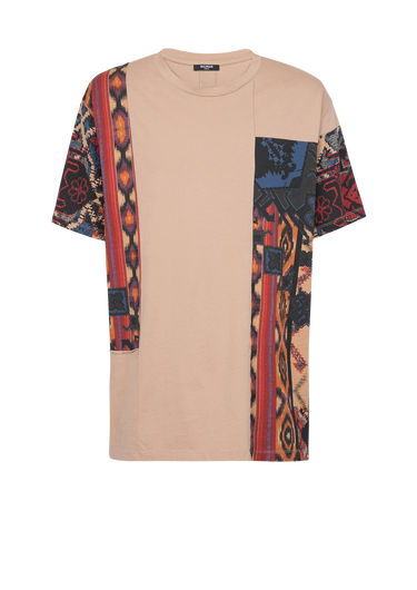 Oversized cotton T-shirt with multicolor patchwork print