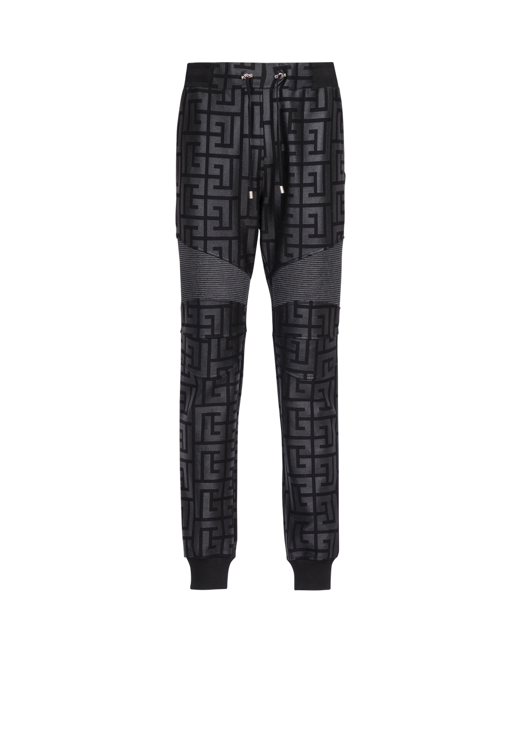 Eco-designed cotton sweatpants with maxi Balmain monogram, black, hi-res