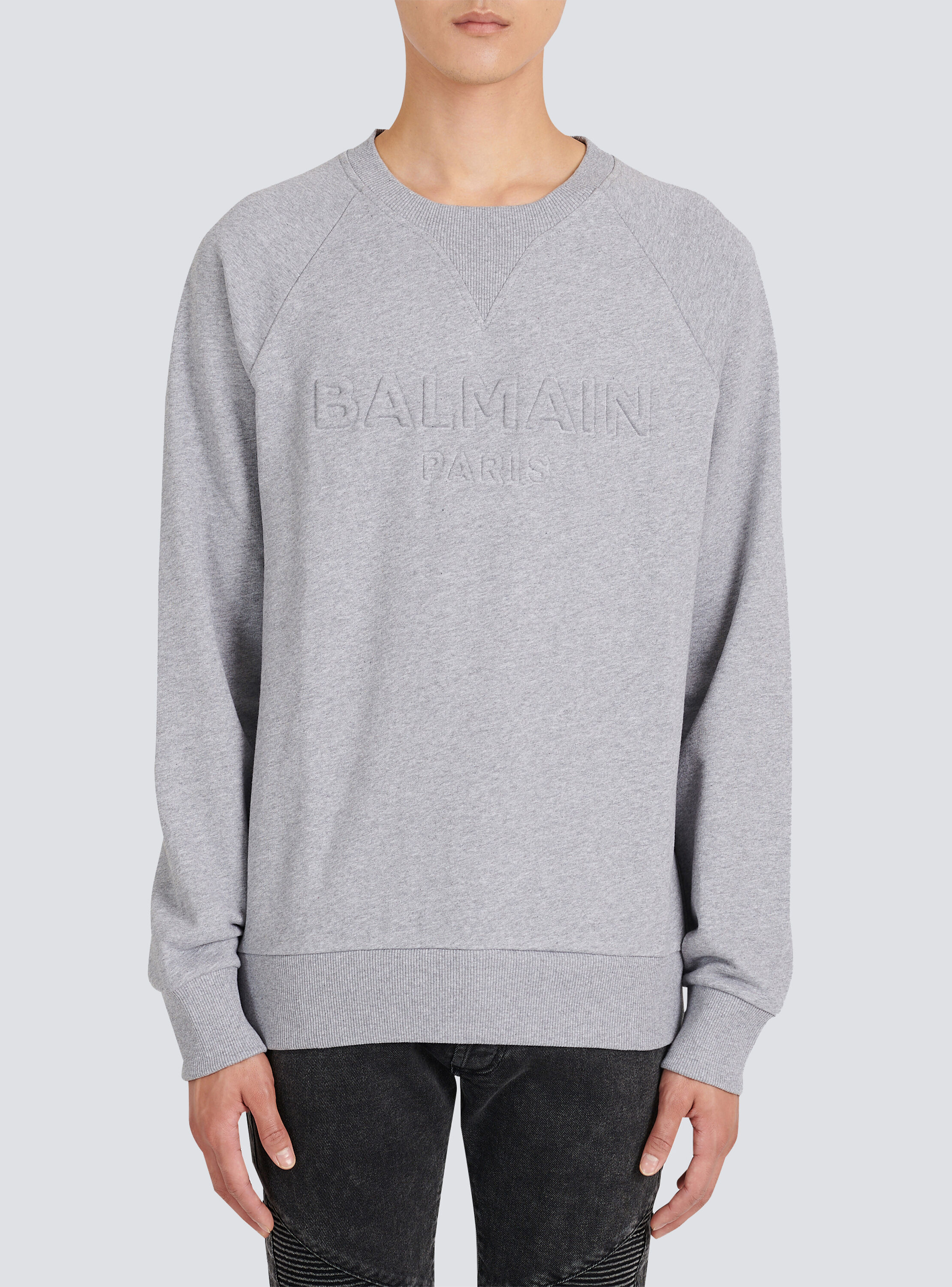 Cotton sweatshirt with embossed Balmain logo - Men | BALMAIN