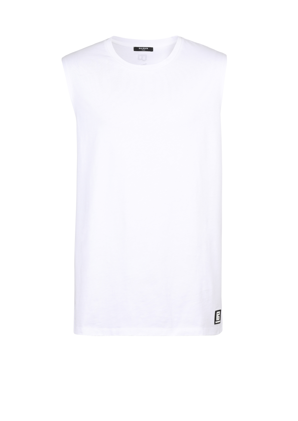 Cotton T-shirt with Balmain logo print , white, hi-res