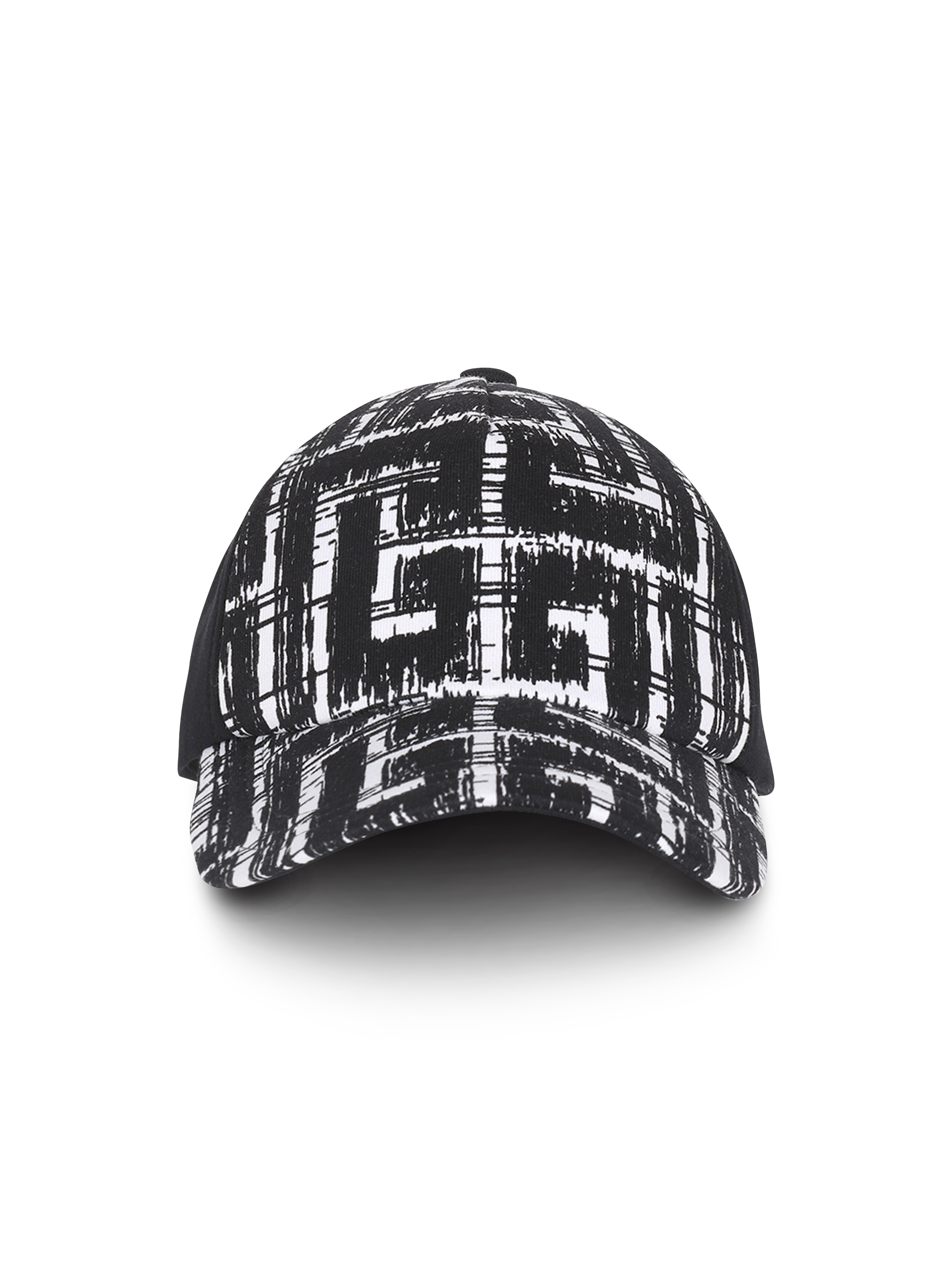 Eco-designed cap with maxi Balmain monogram pattern, black, hi-res