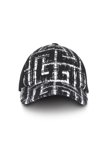 Eco-designed cap with maxi Balmain monogram pattern