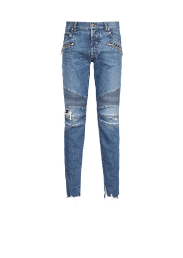 Slim cut ribbed cotton jeans