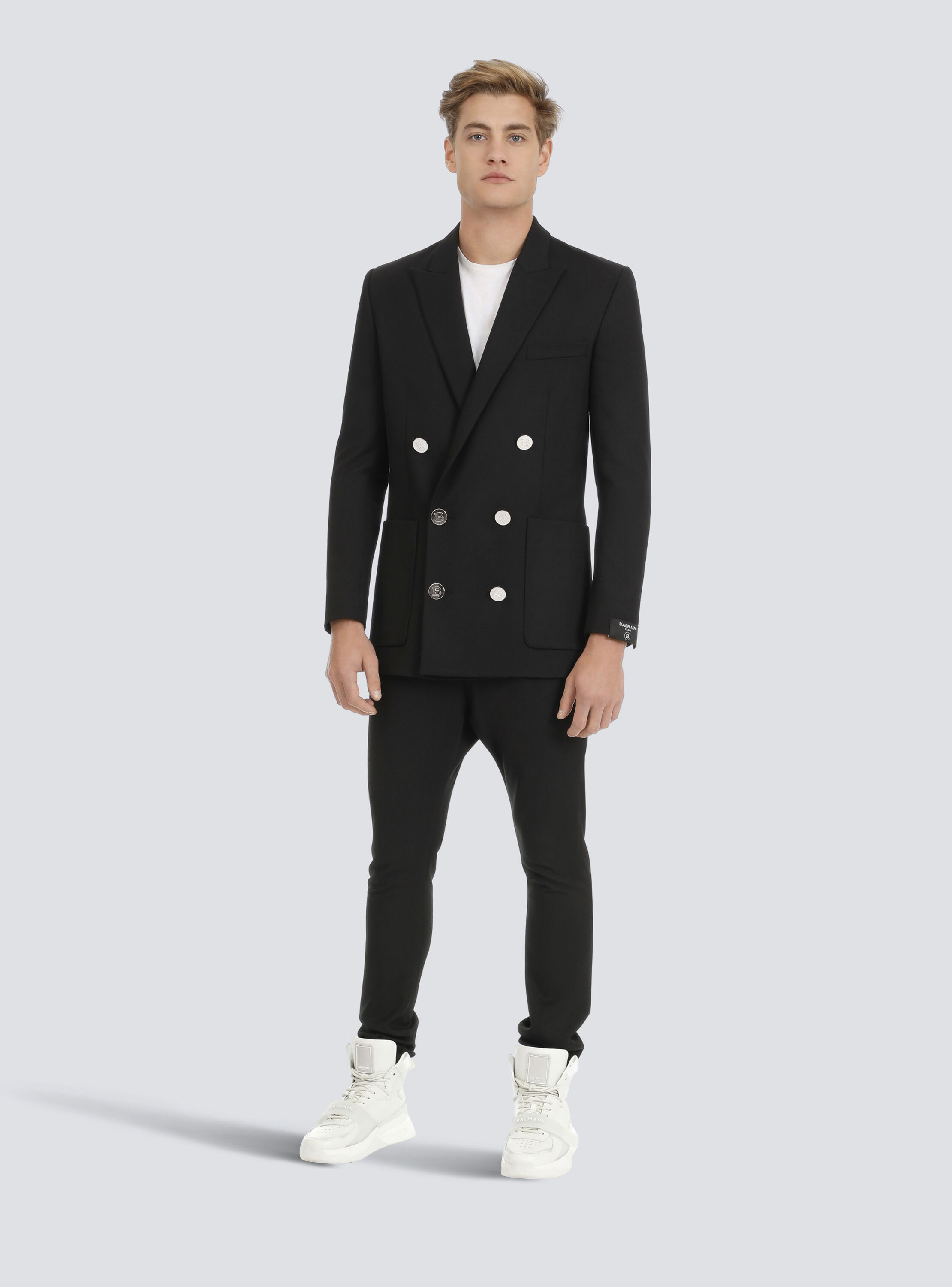 Twill blazer with double-breasted 