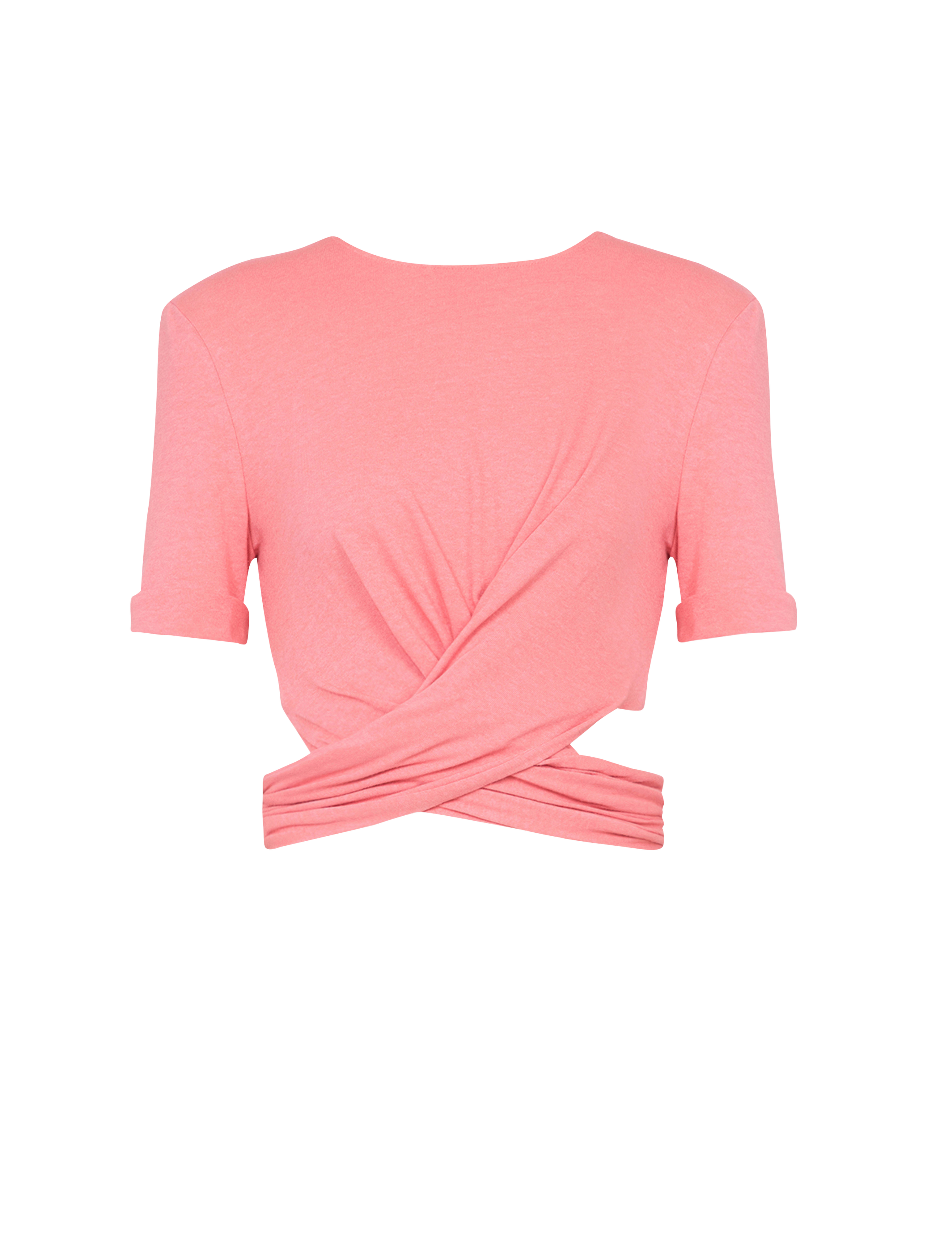 Eco-designed cotton crop top, pink, hi-res