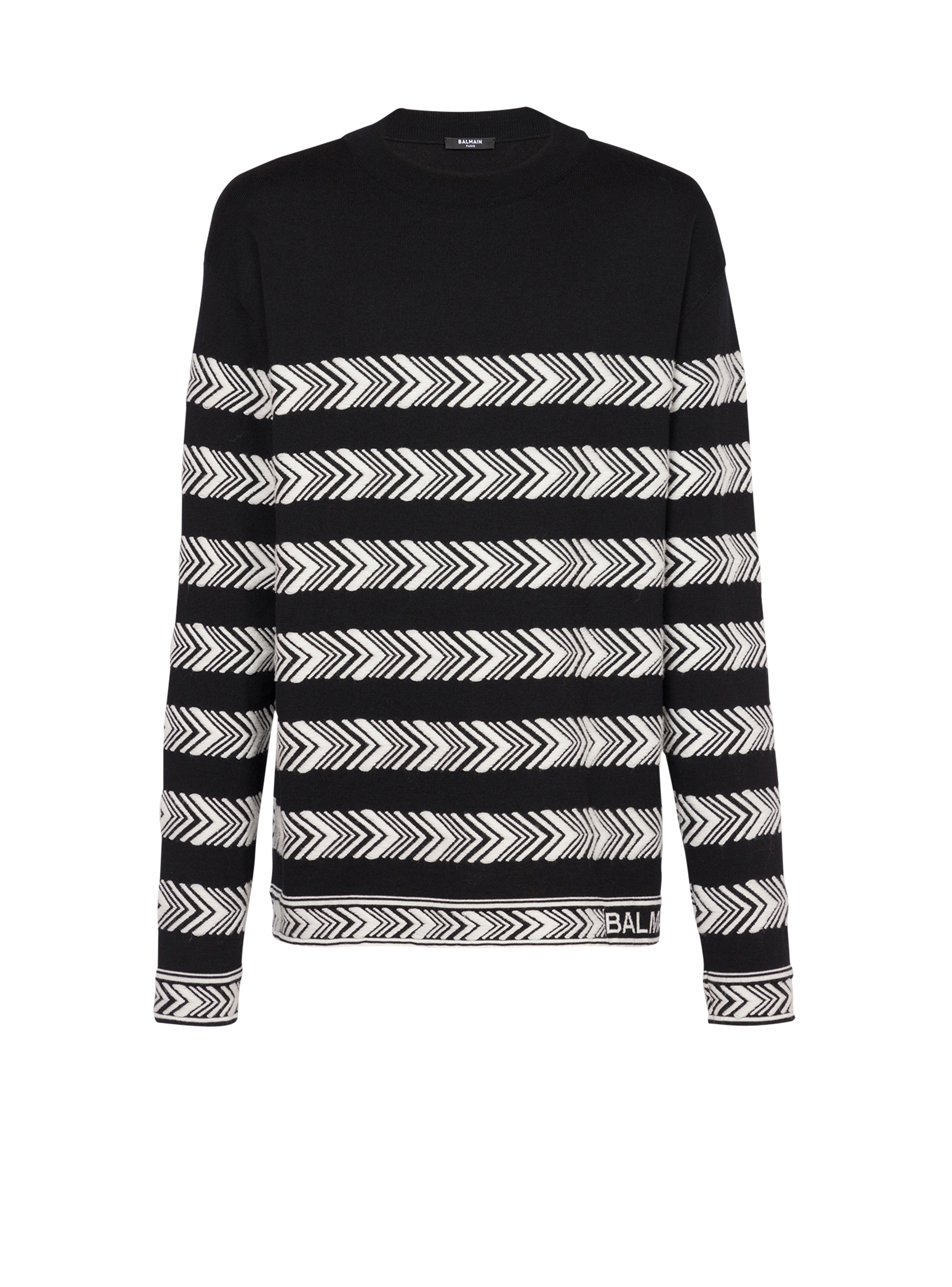 Chevron wool sweater, black, hi-res