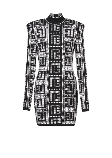 Short eco-designed dress with mosaic Balmain monogram